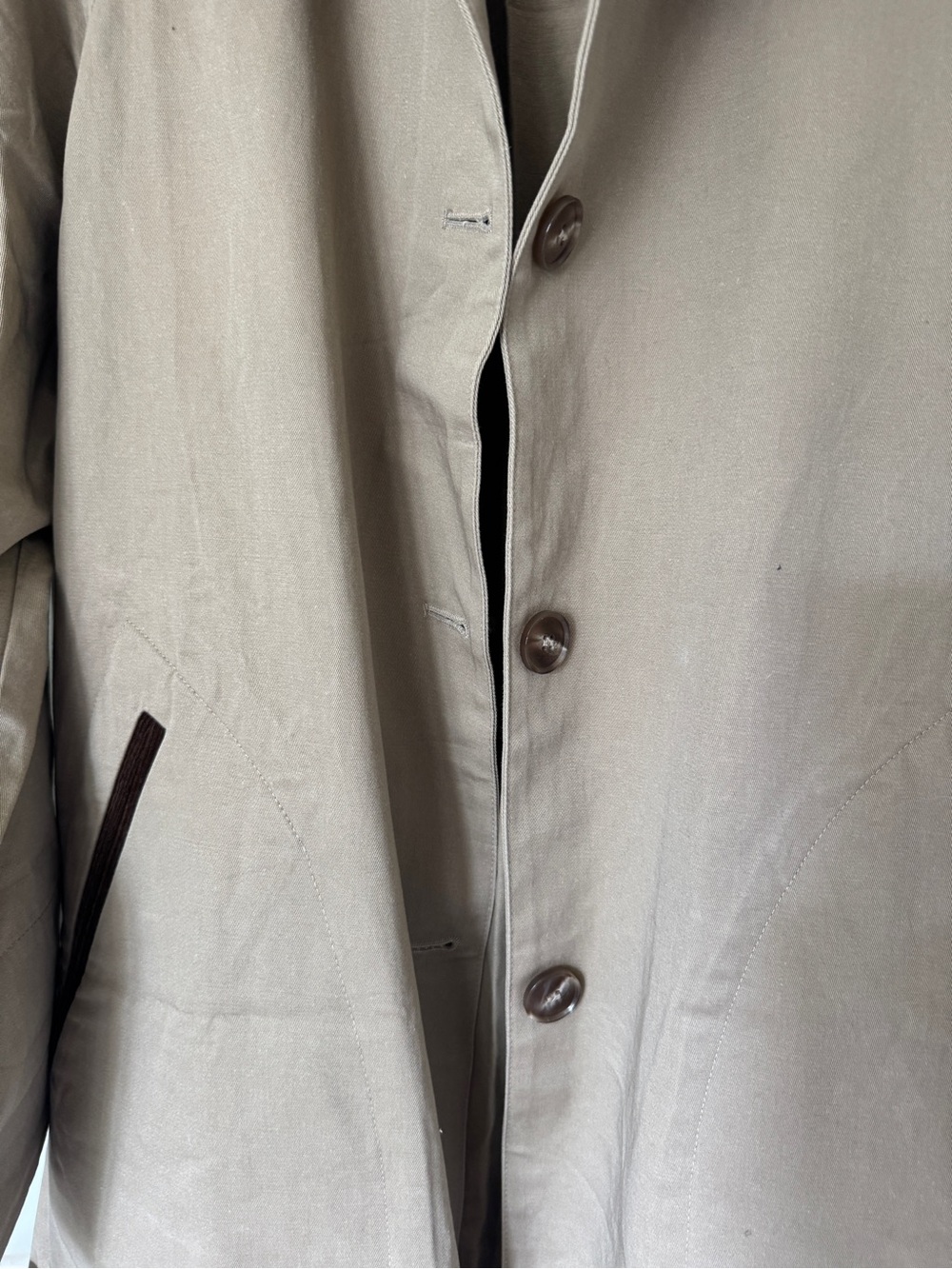 HEARTLOOM Khaki Single-Breasted Belted Trench Coat with Corduroy & Plaid Detail - Picture 8 of 12